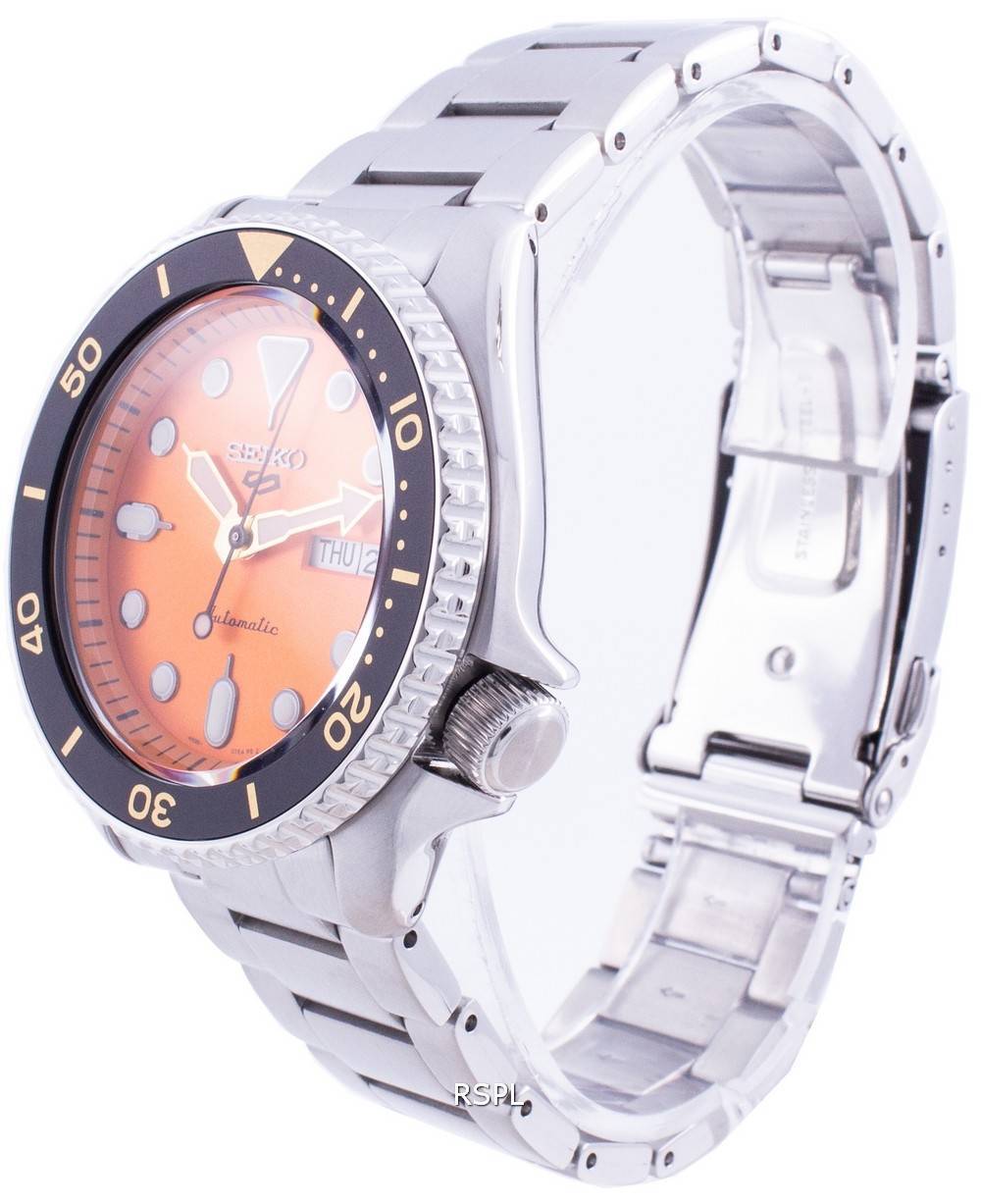 Seiko 5 Sports Automatic Orange Dial Silver Steel Strap Watch For Men - SRPD59K1 wholesalehk.shop