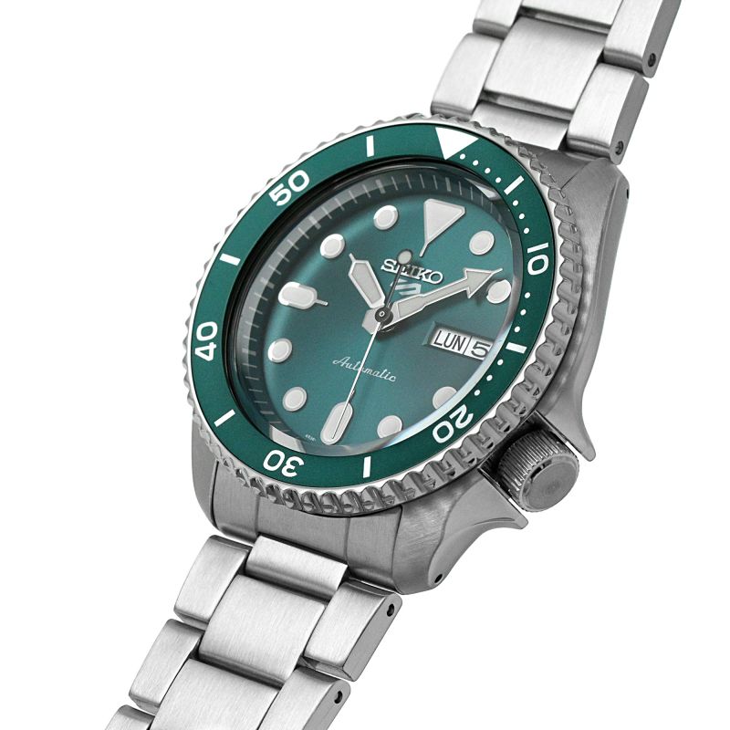 Seiko 5 Sports Automatic Green Dial Silver Steel Strap Watch For Men - SRPD61K1 wholesalehk.shop