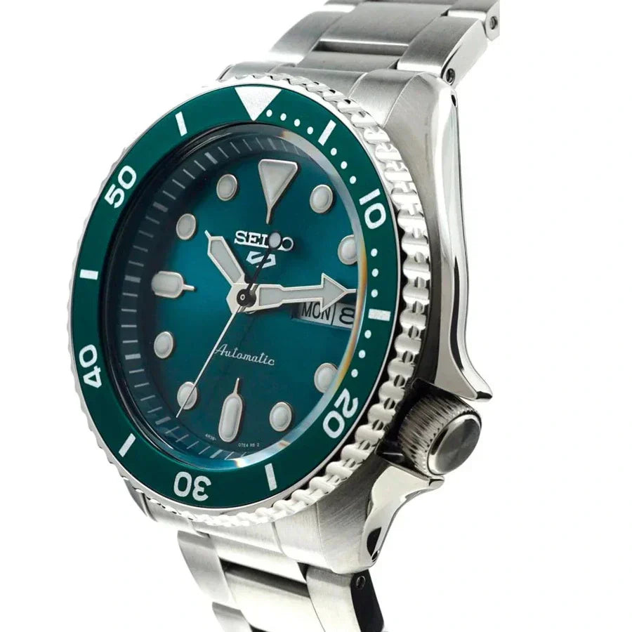 Seiko 5 Sports Automatic Green Dial Silver Steel Strap Watch For Men - SRPD61K1 wholesalehk.shop