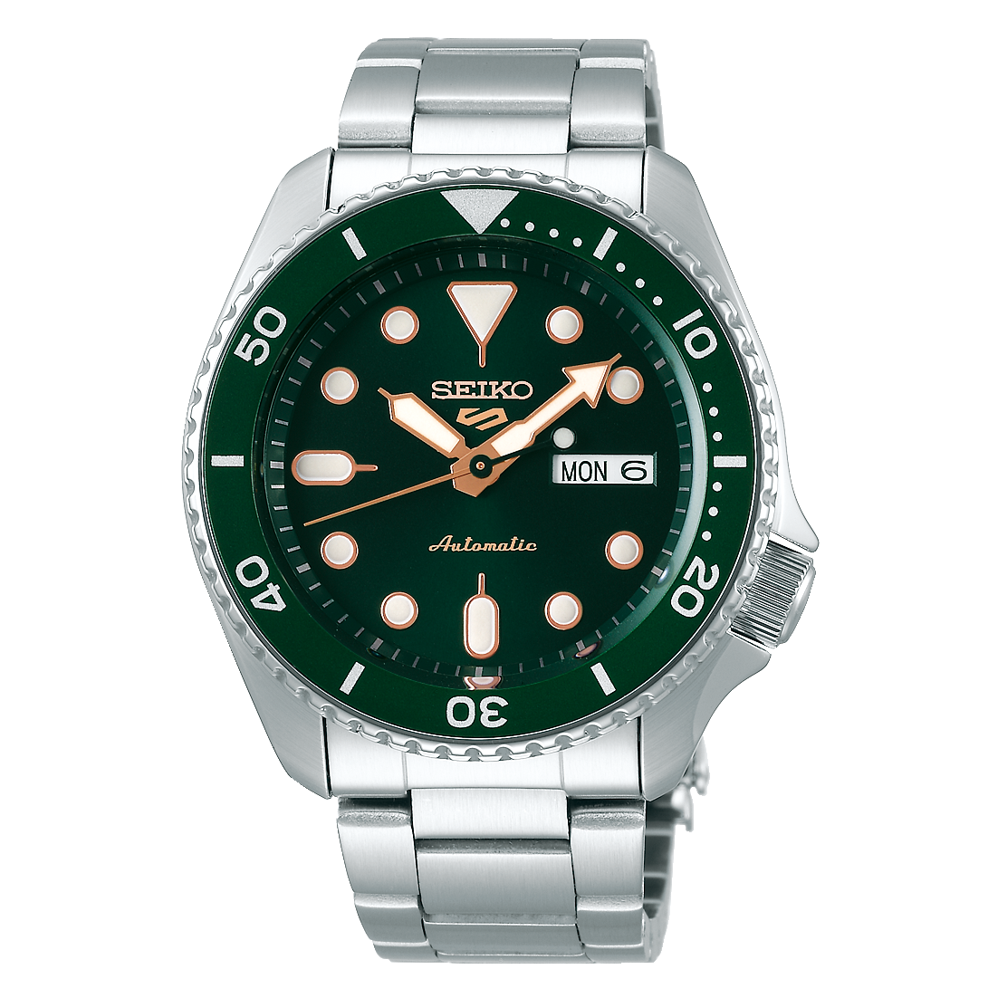 Seiko 5 Sports Automatic Analog Green Dial Silver Steel Strap Watch For Men - SRPD63K1 wholesalehk.shop