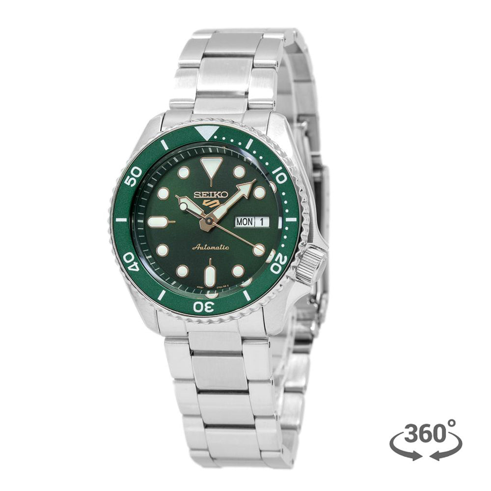 Seiko 5 Sports Automatic Analog Green Dial Silver Steel Strap Watch For Men - SRPD63K1 wholesalehk.shop