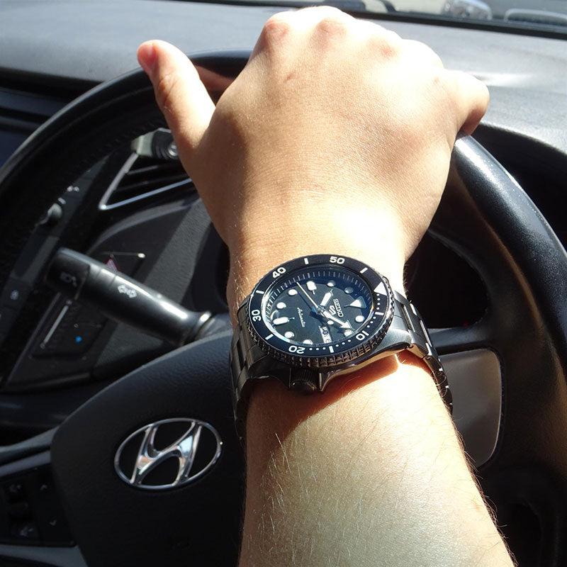 Seiko 5 Sports Automatic Black Dial Black Steel Strap Watch For Men - SRPD65K1 wholesalehk.shop