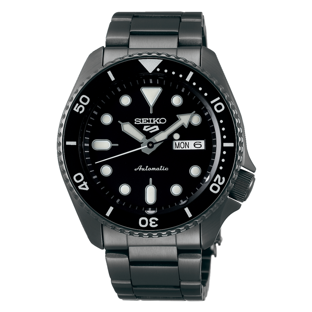 Seiko 5 Sports Automatic Black Dial Black Steel Strap Watch For Men - SRPD65K1 wholesalehk.shop