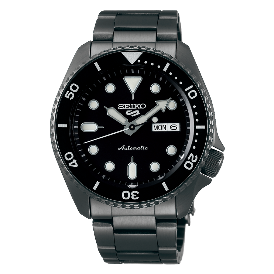 Seiko 5 Sports Automatic Black Dial Black Steel Strap Watch For Men - SRPD65K1 wholesalehk.shop