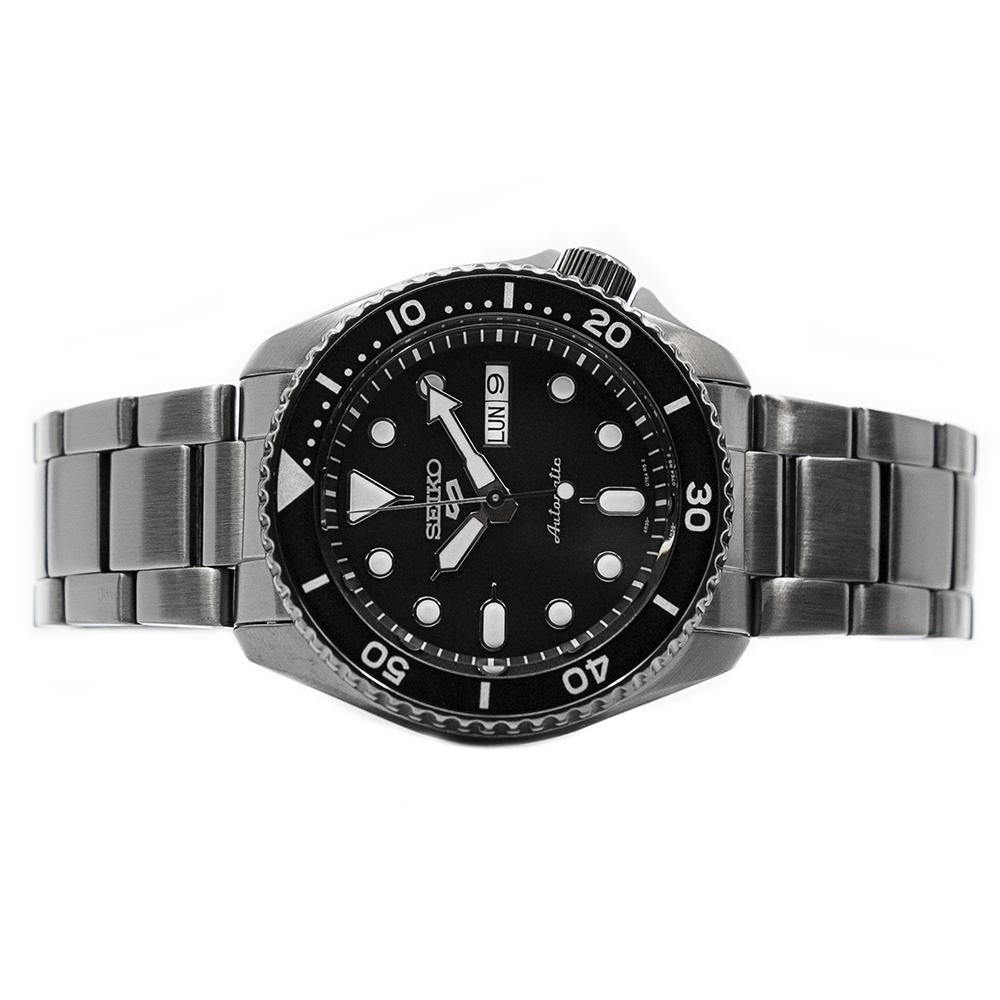 Seiko 5 Sports Automatic Black Dial Black Steel Strap Watch For Men - SRPD65K1 wholesalehk.shop