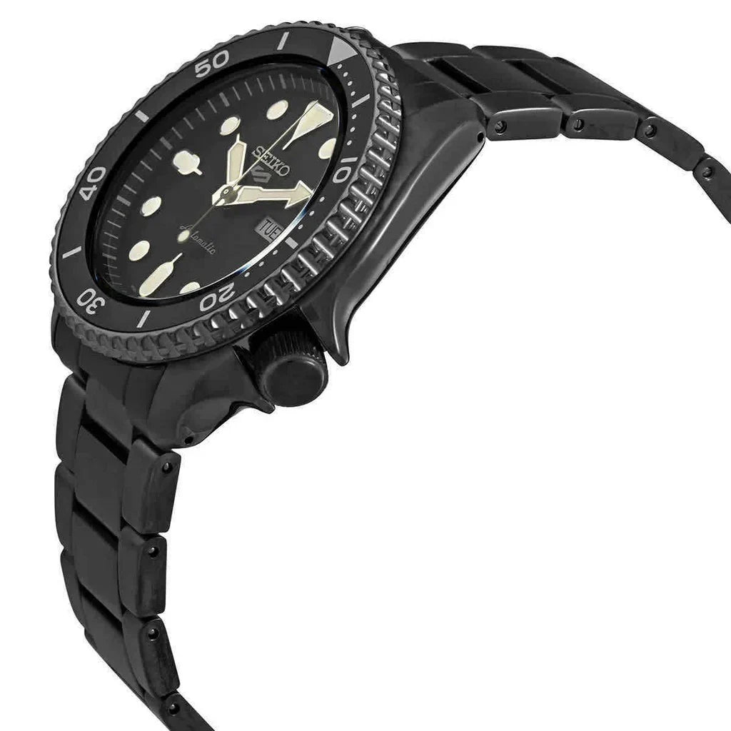 Seiko 5 Sports Automatic Black Dial Black Steel Strap Watch For Men - SRPD65K1 wholesalehk.shop