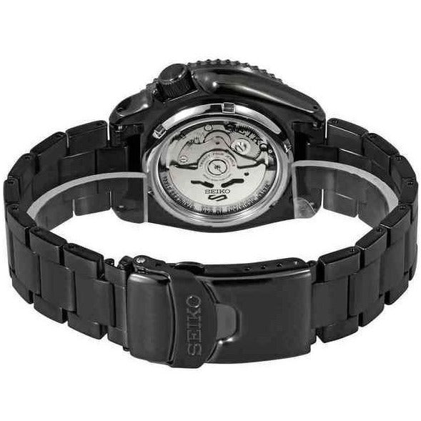Seiko 5 Sports Automatic Black Dial Black Steel Strap Watch For Men - SRPD65K1 wholesalehk.shop