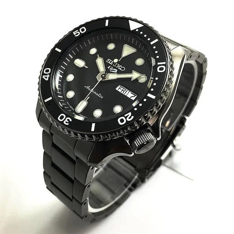 Seiko 5 Sports Automatic Black Dial Black Steel Strap Watch For Men - SRPD65K1 wholesalehk.shop