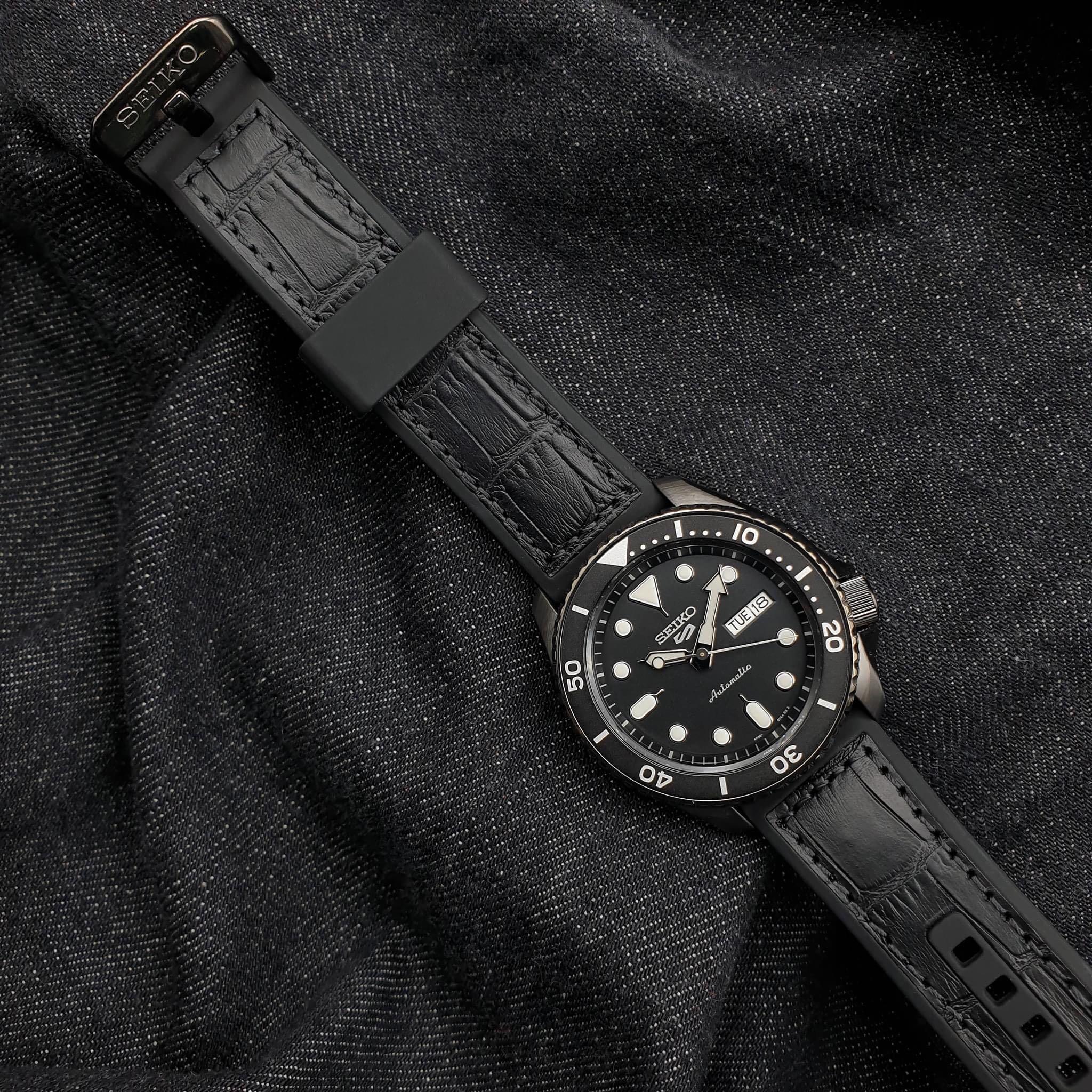 Seiko 5 Sport Automatic Black Dial Black Silicone Strap Watch For Men - SRPD65K3 wholesalehk.shop