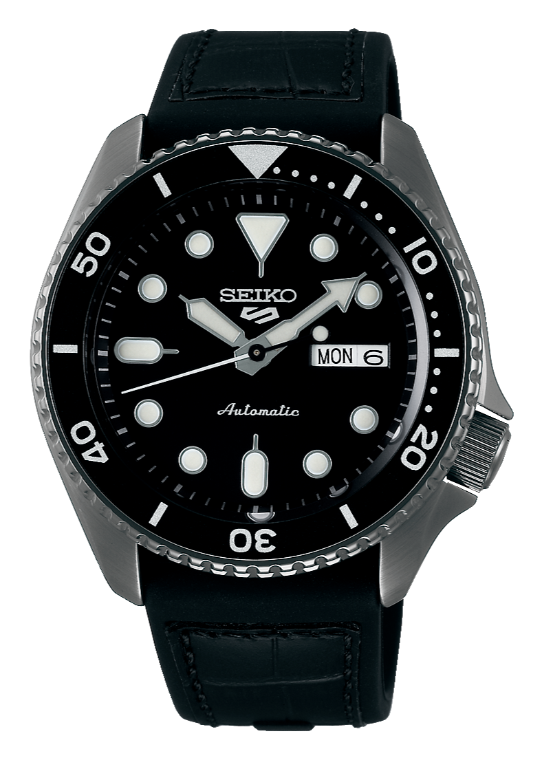 Seiko 5 Sport Automatic Black Dial Black Silicone Strap Watch For Men - SRPD65K3 wholesalehk.shop