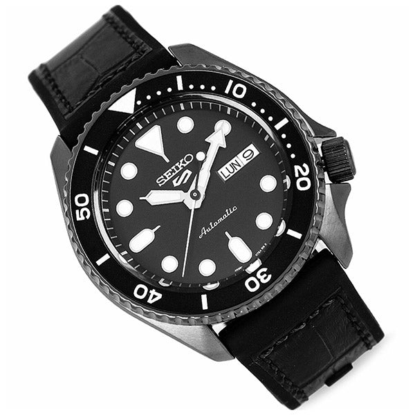 Seiko 5 Sport Automatic Black Dial Black Silicone Strap Watch For Men - SRPD65K3 wholesalehk.shop