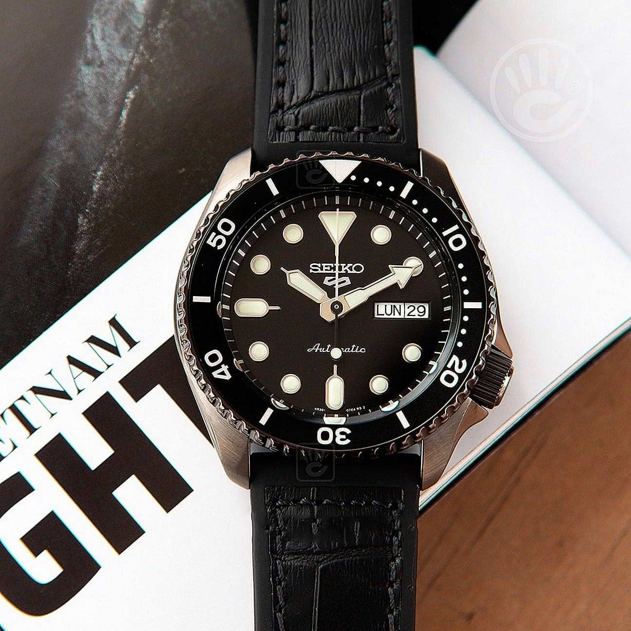 Seiko 5 Sport Automatic Black Dial Black Silicone Strap Watch For Men - SRPD65K3 wholesalehk.shop