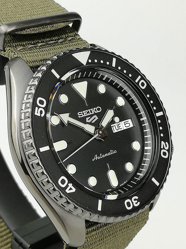 Seiko 5 Sport Automatic Black Dial Green Nylon Strap Watch For Men - SRPD65K4 wholesalehk.shop