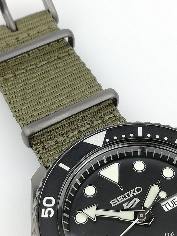 Seiko 5 Sport Automatic Black Dial Green Nylon Strap Watch For Men - SRPD65K4 wholesalehk.shop