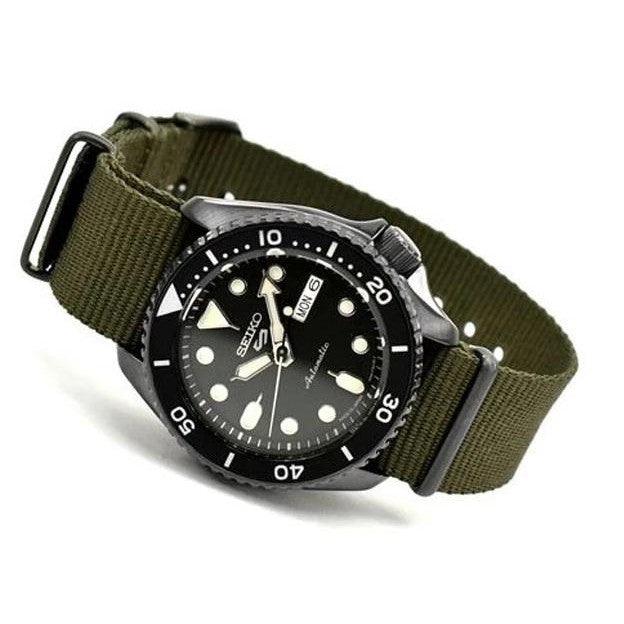 Seiko 5 Sport Automatic Black Dial Green Nylon Strap Watch For Men - SRPD65K4 wholesalehk.shop