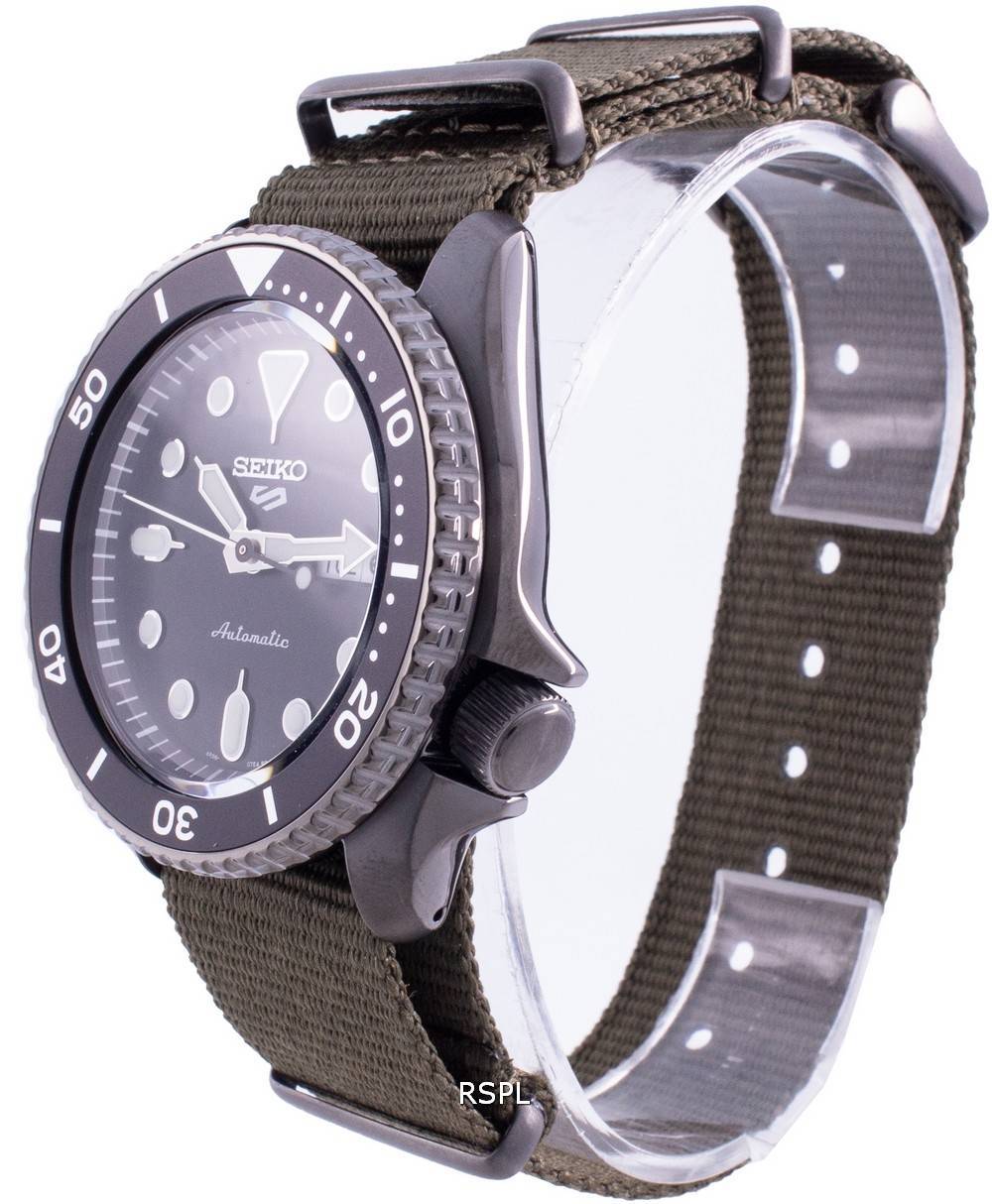 Seiko 5 Sport Automatic Black Dial Green Nylon Strap Watch For Men - SRPD65K4 wholesalehk.shop