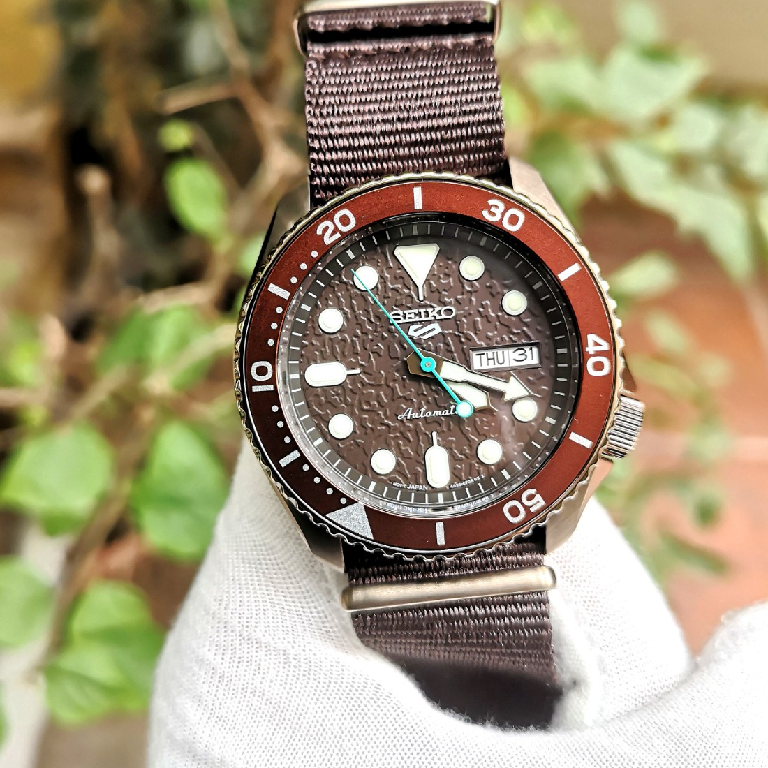 Seiko 5 Sport Automatic Brown Dial Brown Nylon Strap Watch For Men - SRPD85K1 wholesalehk.shop