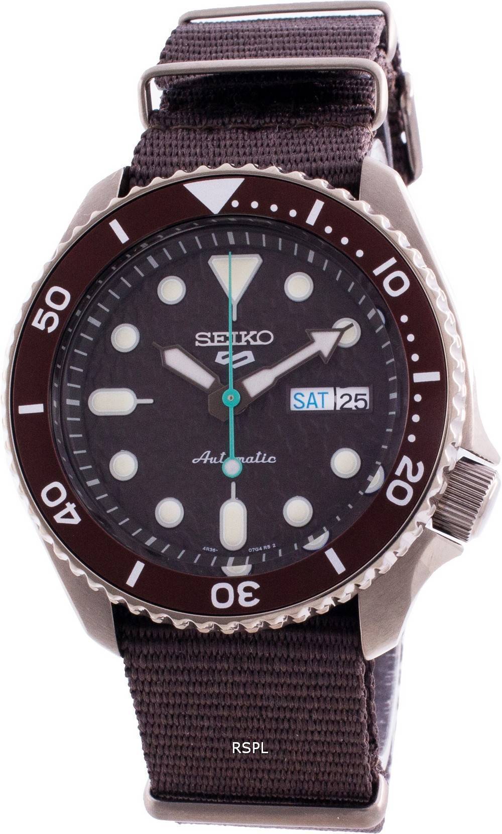 Seiko 5 Sport Automatic Brown Dial Brown Nylon Strap Watch For Men - SRPD85K1 wholesalehk.shop