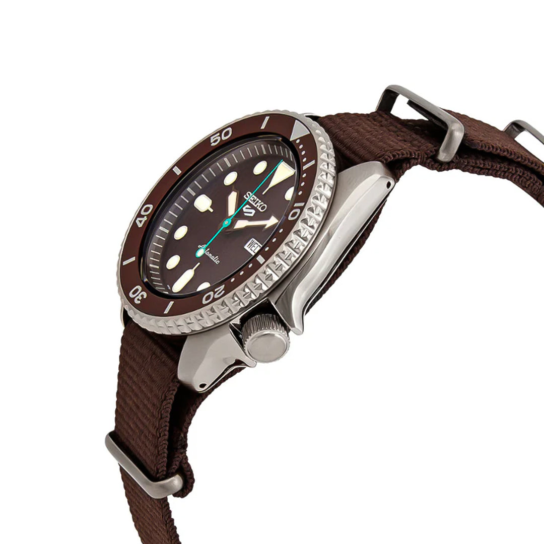 Seiko 5 Sport Automatic Brown Dial Brown Nylon Strap Watch For Men - SRPD85K1 wholesalehk.shop