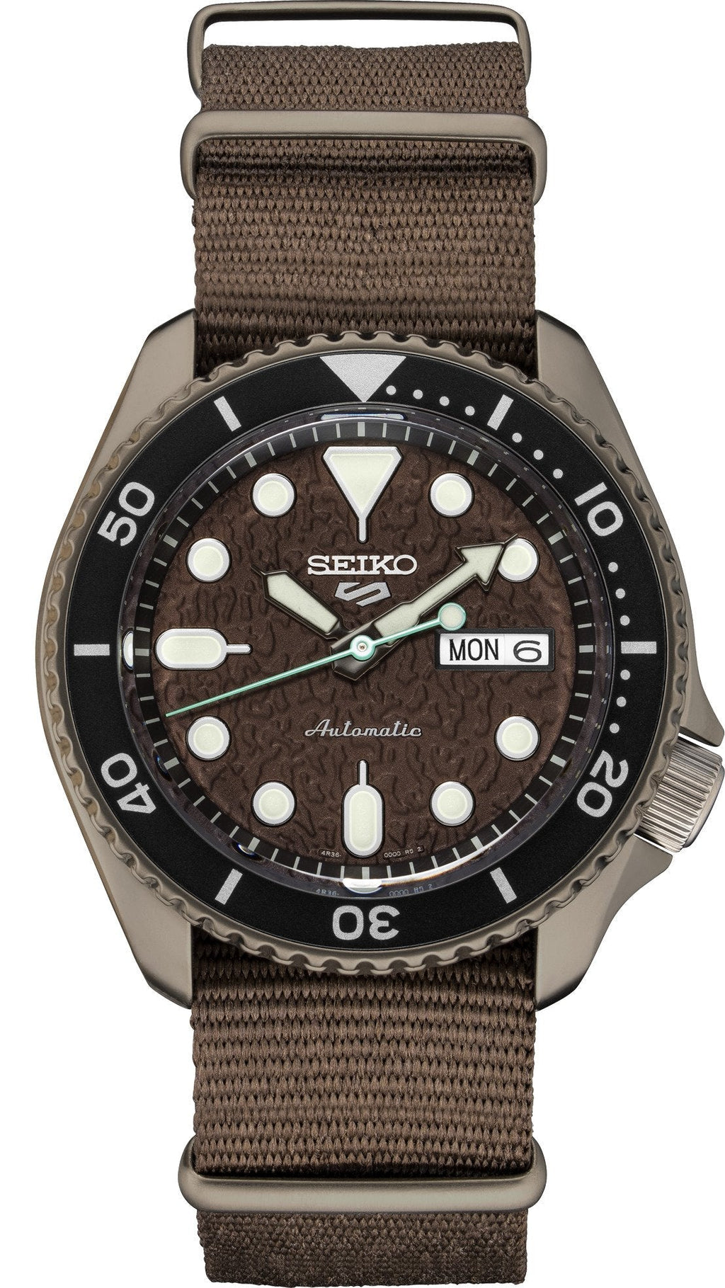 Seiko 5 Sport Automatic Brown Dial Brown Nylon Strap Watch For Men - SRPD85K1 wholesalehk.shop