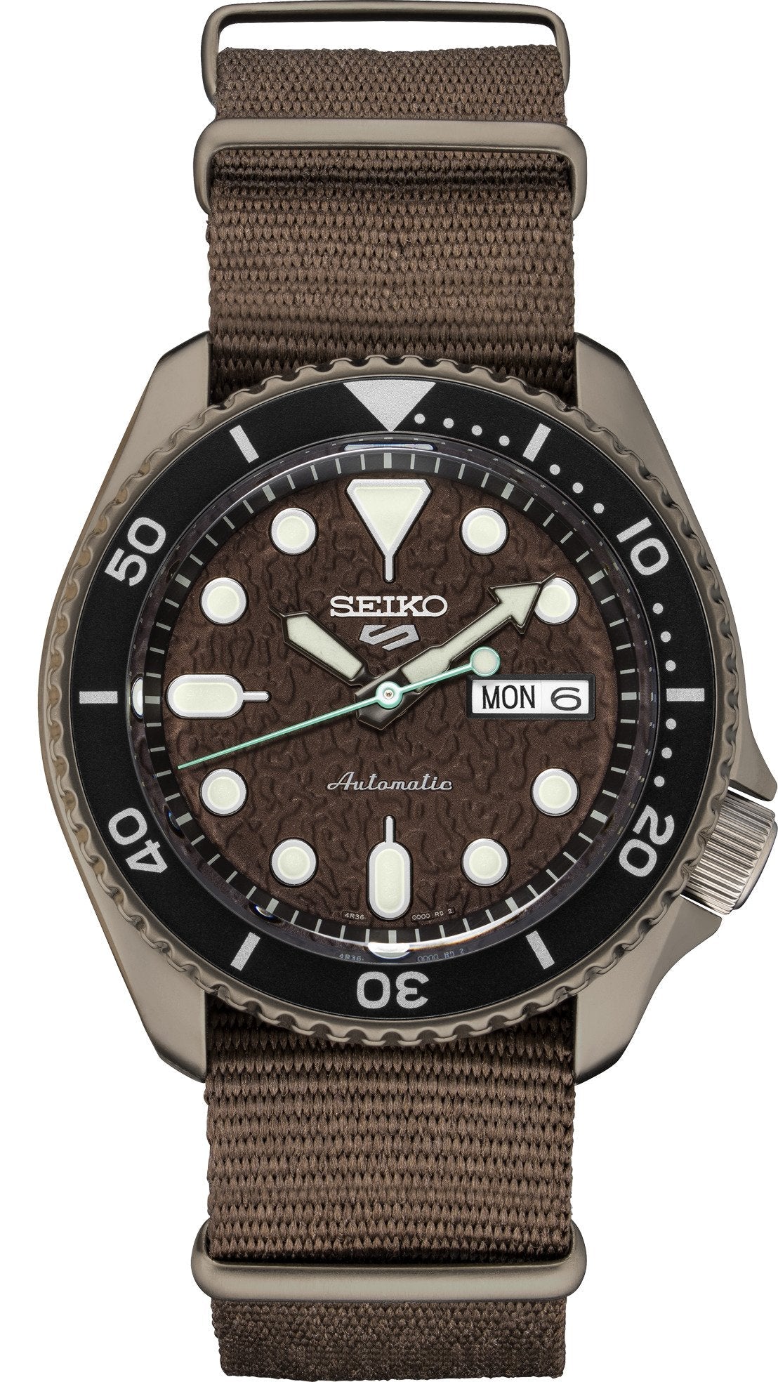 Seiko 5 Sport Automatic Brown Dial Brown Nylon Strap Watch For Men - SRPD85K1 wholesalehk.shop