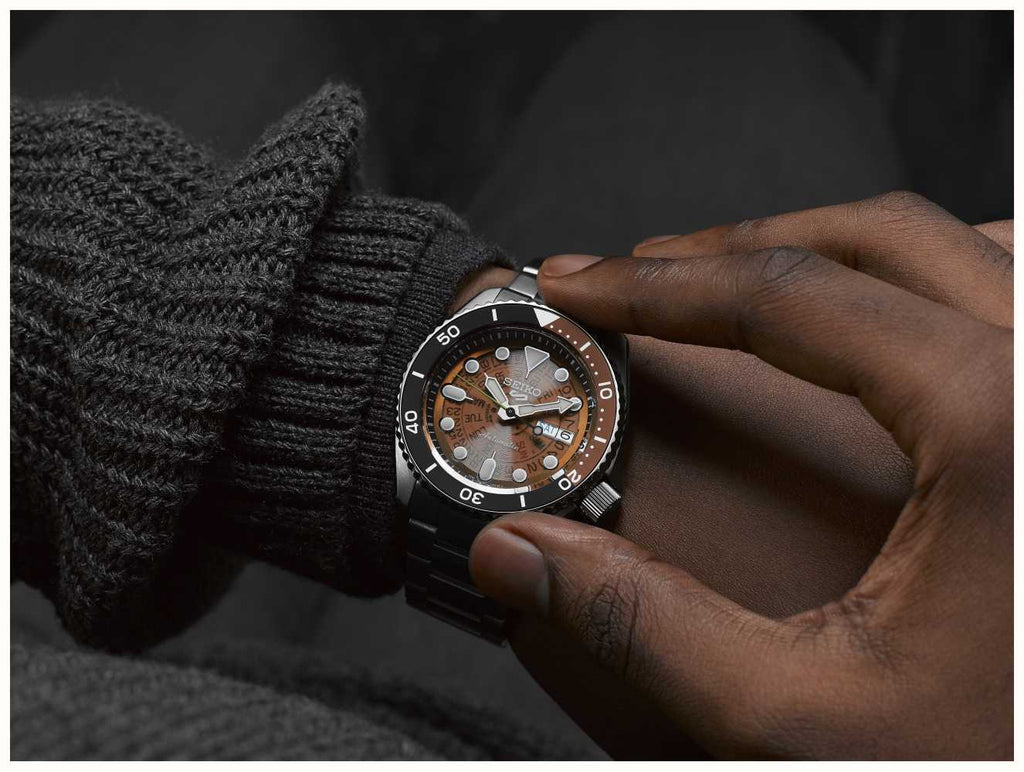 Seiko 5 Sports Sonar Special Edition Brown Dial Silver Steel Strap Watch For Men - SRPJ47K1 wholesalehk.shop