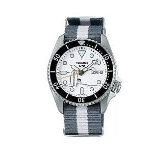 Seiko 5 Sports x Peanuts Surfboard Snoopy Limited Edition White Dial Two Tone NATO Strap Watch For Men - SRPK25K1 wholesalehk.shop