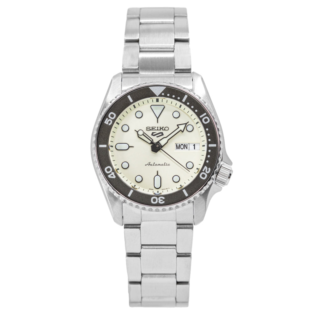 Seiko 5 Sports SKX Automatic Cream Dial Silver Steel Strap Watch For Men - SRPK31K1 wholesalehk.shop