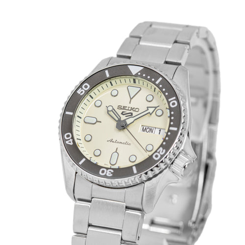 Seiko 5 Sports SKX Automatic Cream Dial Silver Steel Strap Watch For Men - SRPK31K1 wholesalehk.shop