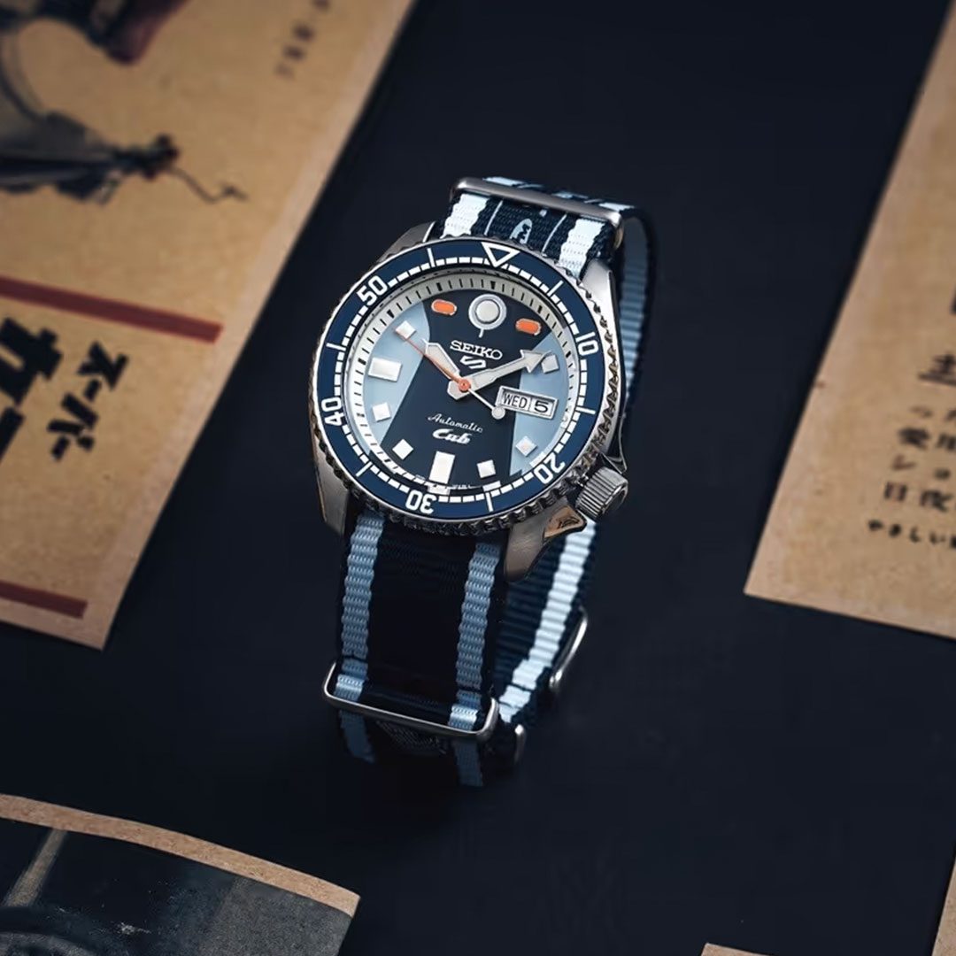 Seiko 5 Sports Honda Super Cub Limited Edition Blue Dial Two Tone NATO Strap Watch For Men - SRPK37K1 wholesalehk.shop