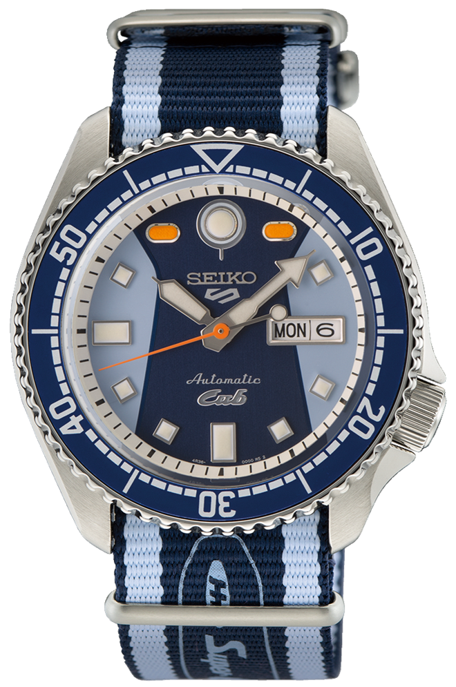 Seiko 5 Sports Honda Super Cub Limited Edition Blue Dial Two Tone NATO Strap Watch For Men - SRPK37K1 wholesalehk.shop