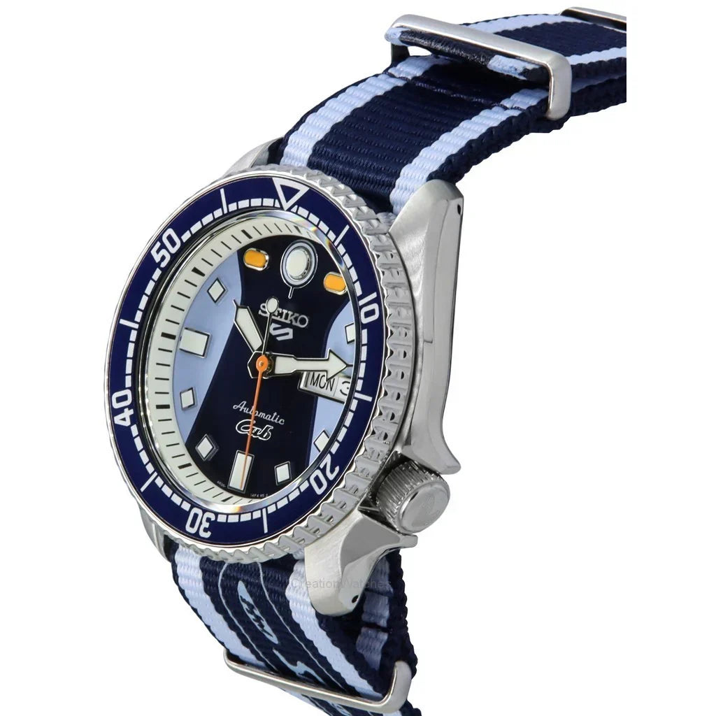 Seiko 5 Sports Honda Super Cub Limited Edition Blue Dial Two Tone NATO Strap Watch For Men - SRPK37K1 wholesalehk.shop
