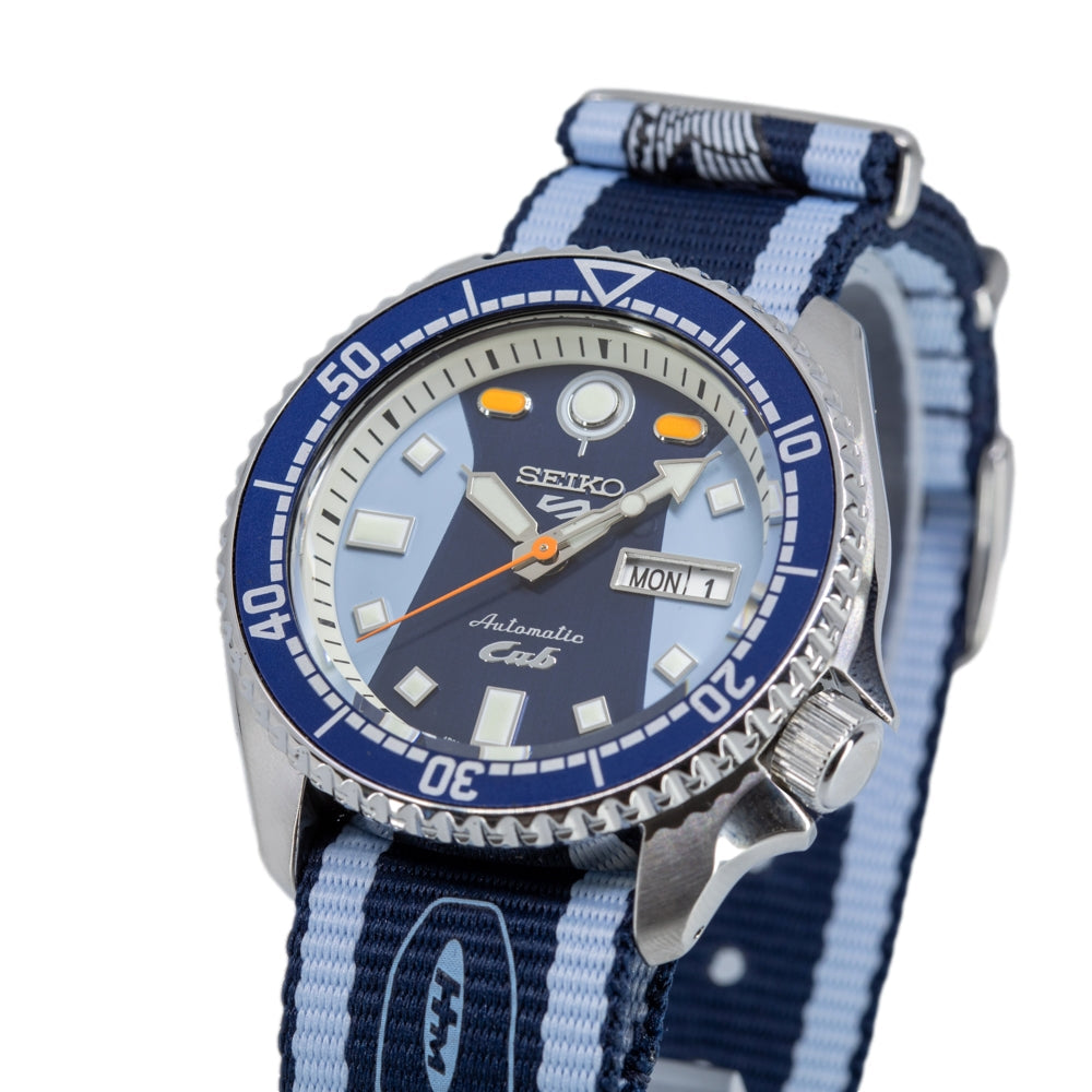 Seiko 5 Sports Honda Super Cub Limited Edition Blue Dial Two Tone NATO Strap Watch For Men - SRPK37K1 wholesalehk.shop