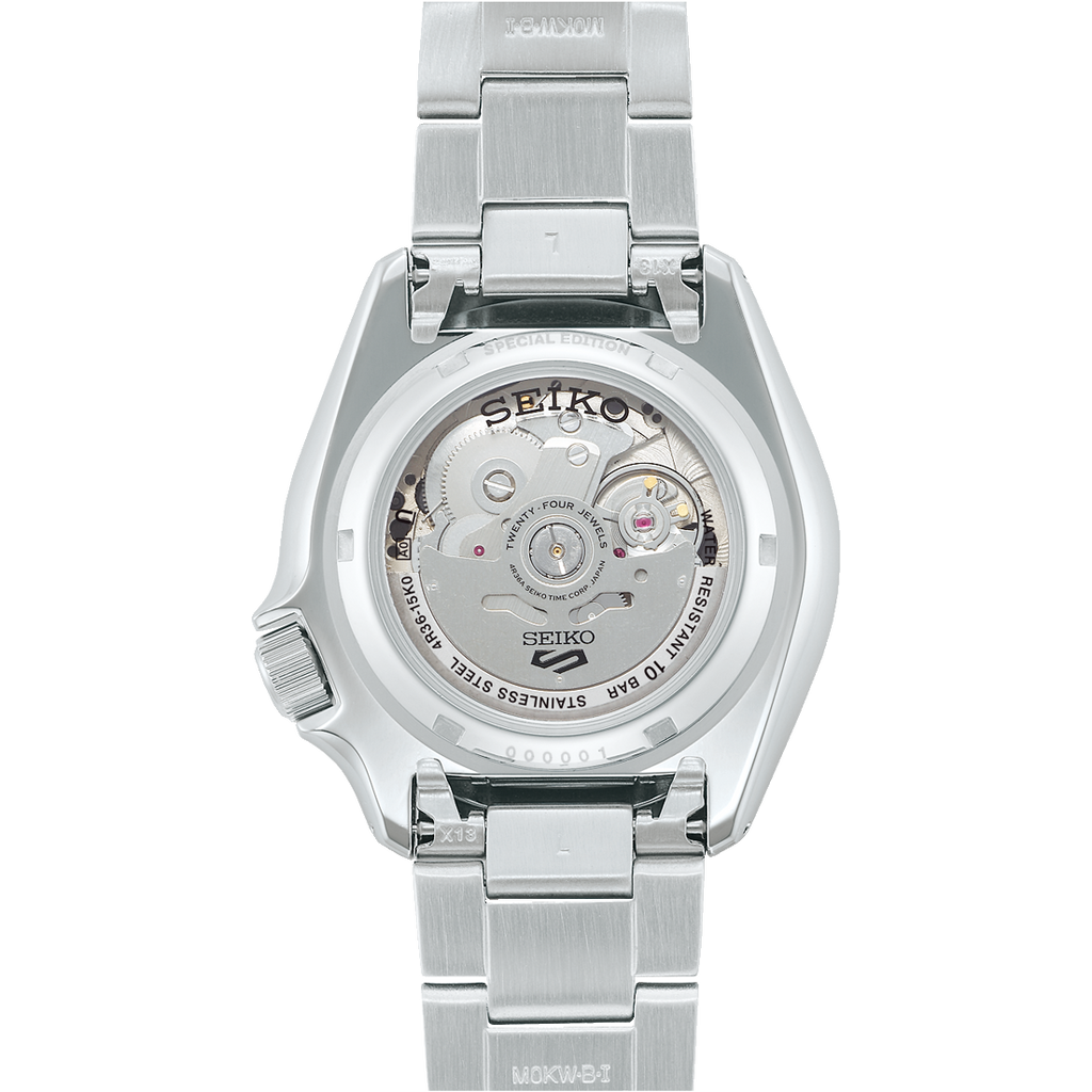 Seiko 5 Sports Checker Flag Special Edition Black Dial Silver Steel Strap Watch For Men - SRPK67K1 wholesalehk.shop