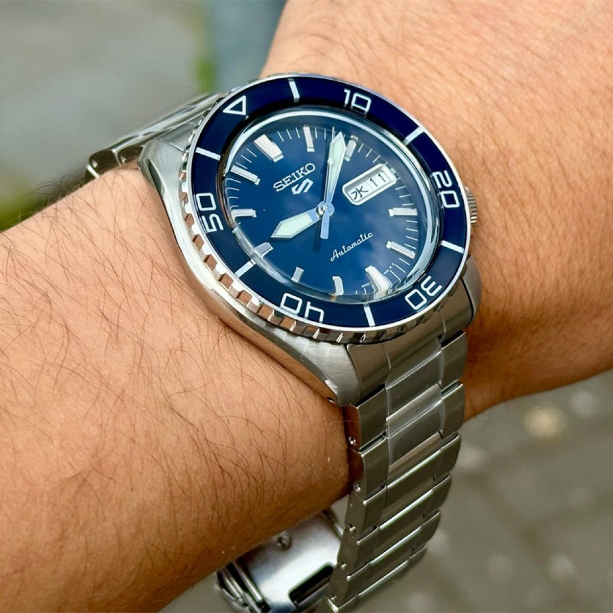 Seiko 5 Sports Automatic Blue Dial Silver Steel Strap Watch for Men - SRPK97K1 wholesalehk.shop
