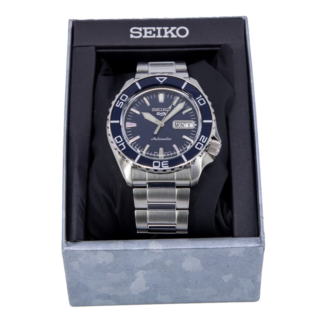 Seiko 5 Sports Automatic Blue Dial Silver Steel Strap Watch for Men - SRPK97K1 wholesalehk.shop