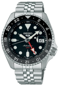 Seiko 5 Sports Automatic GMT Black Dial Silver Steel Strap Watch For Men - SSK001K1 wholesalehk.shop