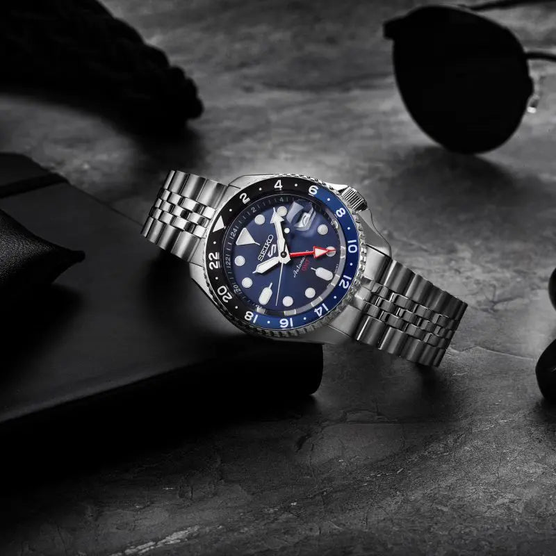 Seiko 5 Sports GMT SKX Automatic Blueberry Dial Silver Steel Strap Watch For Men - SSK003K1 wholesalehk.shop