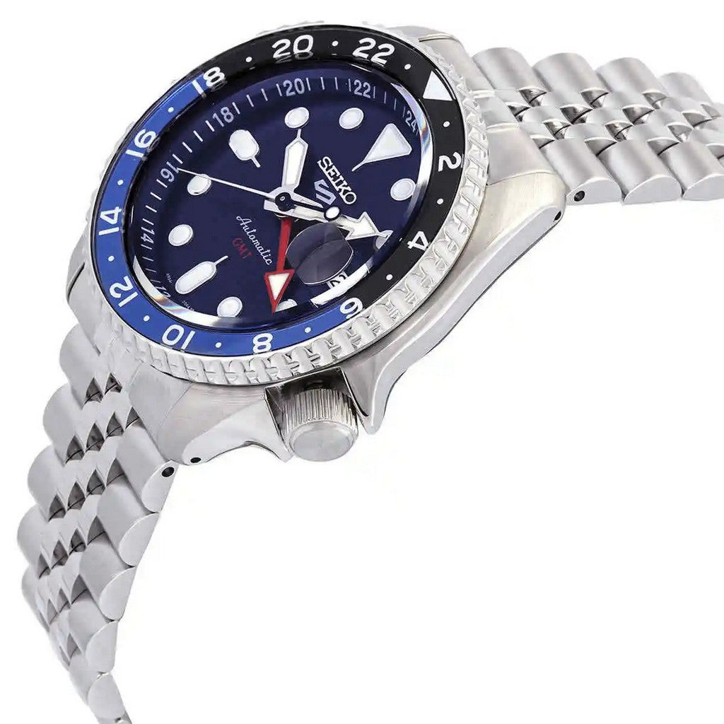 Seiko 5 Sports GMT SKX Automatic Blueberry Dial Silver Steel Strap Watch For Men - SSK003K1 wholesalehk.shop