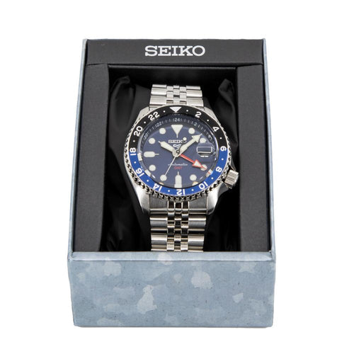 Seiko 5 Sports GMT SKX Automatic Blueberry Dial Silver Steel Strap Watch For Men - SSK003K1 wholesalehk.shop