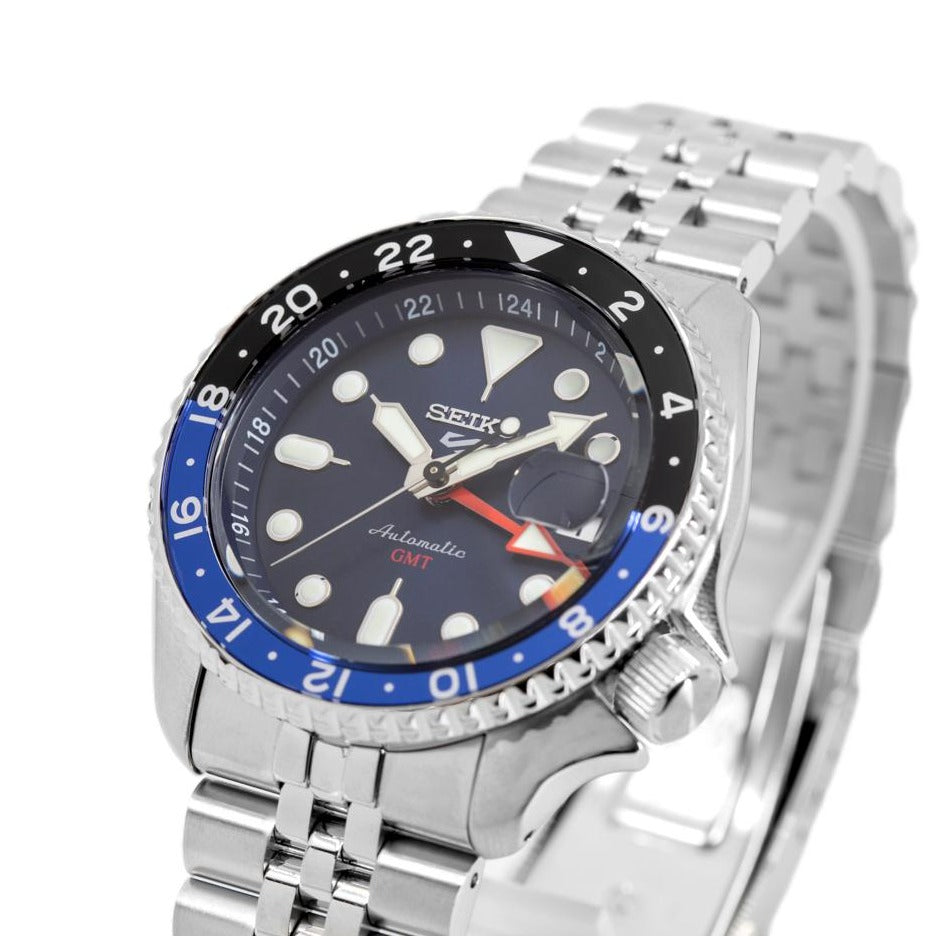 Seiko 5 Sports GMT SKX Automatic Blueberry Dial Silver Steel Strap Watch For Men - SSK003K1 wholesalehk.shop