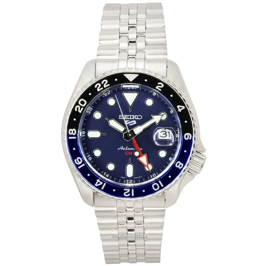 Seiko 5 Sports GMT SKX Automatic Blueberry Dial Silver Steel Strap Watch For Men - SSK003K1 wholesalehk.shop
