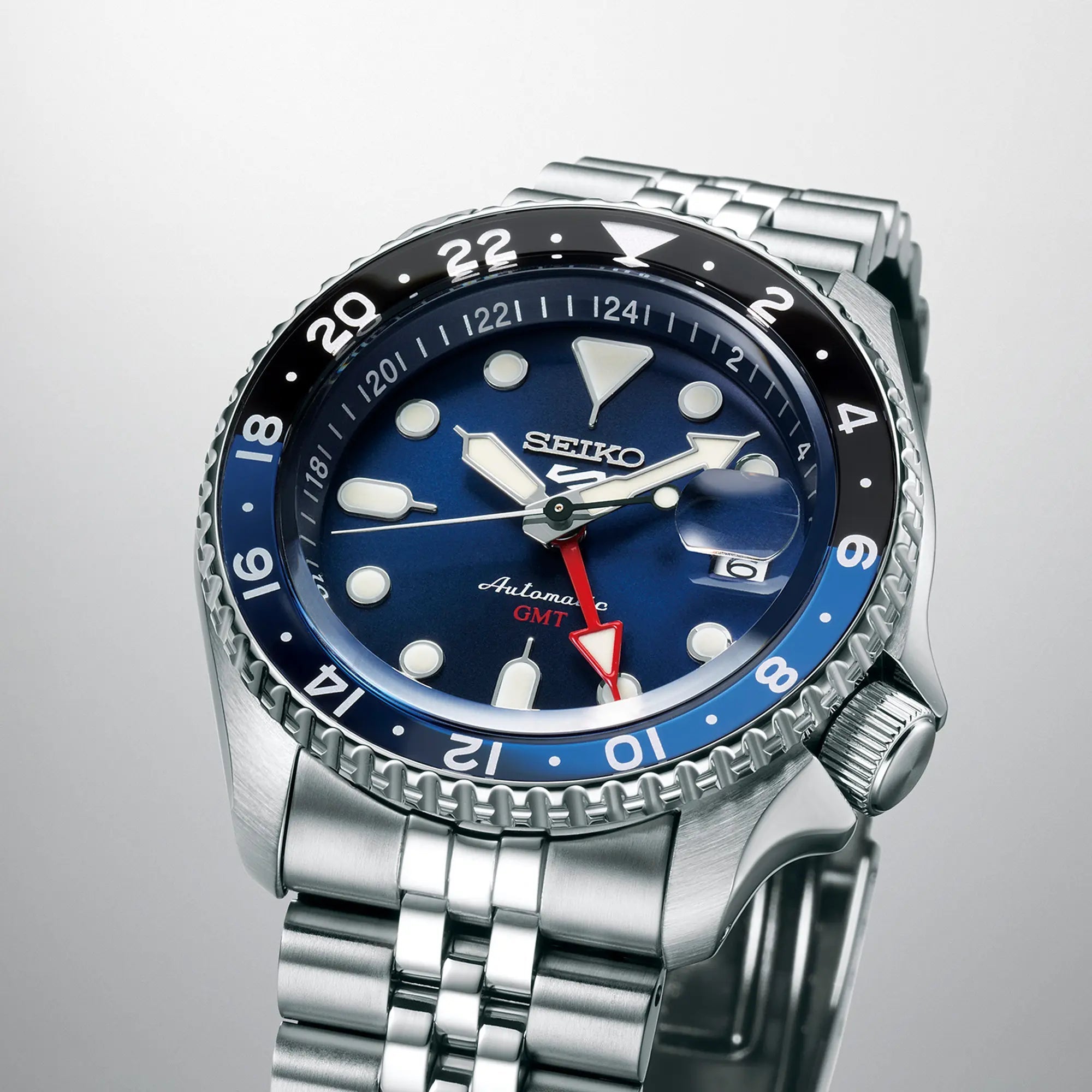 Seiko 5 Sports GMT SKX Automatic Blueberry Dial Silver Steel Strap Watch For Men - SSK003K1 wholesalehk.shop