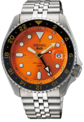 Seiko 5 Sports GMT Automatic Orange Dial Silver Steel Strap Watch For Men - SSK005K1 wholesalehk.shop