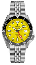 Seiko 5 Sport SKX GMT US Special Creation Automatic Yellow Dial Silver Steel Strap Watch for Men - SSK017K1 wholesalehk.shop