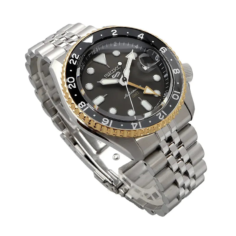 Seiko 5 Sports GMT US Special Edition Automatic Grey Dial Silver Steel Strap Watch For Men - SSK021K1 wholesalehk.shop