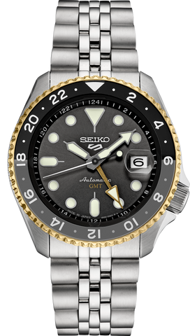 Seiko 5 Sports GMT US Special Edition Automatic Grey Dial Silver Steel Strap Watch For Men - SSK021K1 wholesalehk.shop