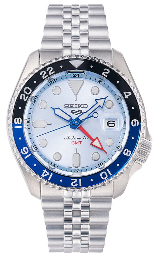 Seiko 5 Sports Automatic GMT SKX Sports Style Asia Exclusive Limited Edition Ice Blue Dial Silver Steel Strap Watch For Men - SSK029K1 wholesalehk.shop