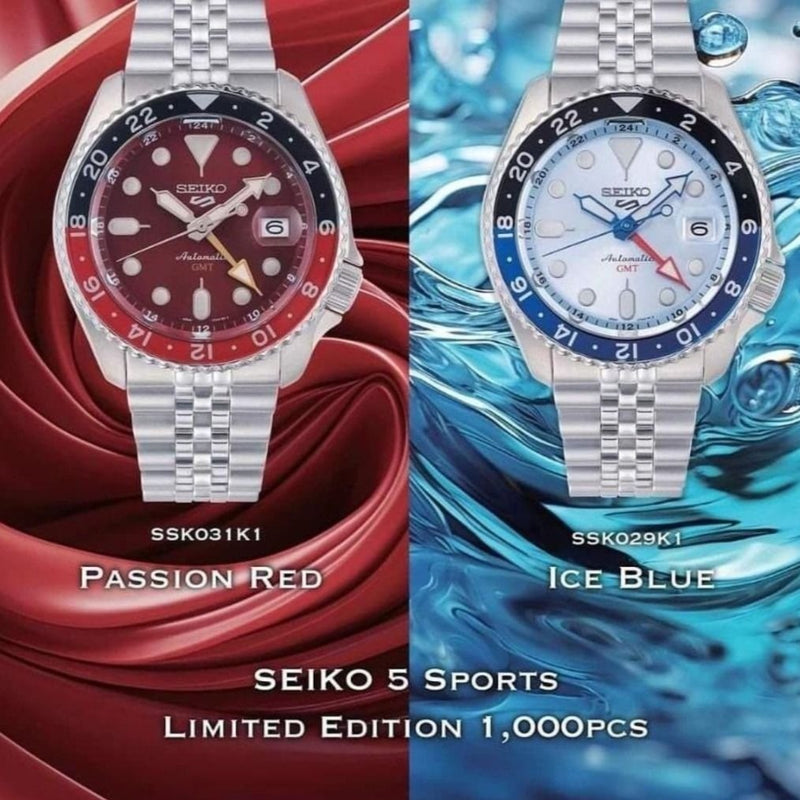 Seiko 5 Sports Automatic GMT SKX Sports Style Asia Exclusive Limited Edition Ice Blue Dial Silver Steel Strap Watch For Men - SSK029K1 wholesalehk.shop