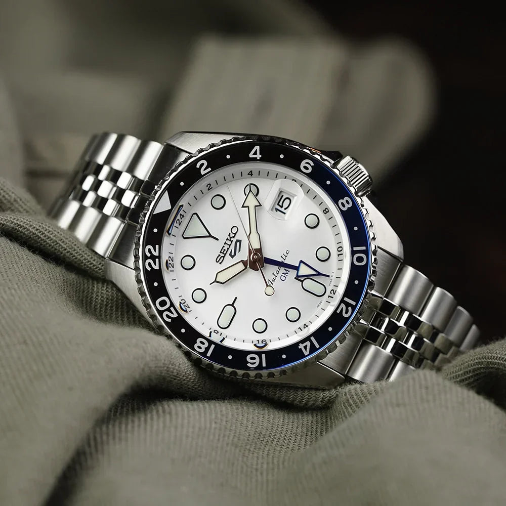 Seiko 5 Sports SKX GMT Automatic Sky Blue Dial Silver Steel Strap Watch For Men - SSK033K1 wholesalehk.shop